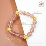  Vòng Tay Đá Thạch Anh Dâu Tây 8mm 2A Phối Charm Bi Tròn 
