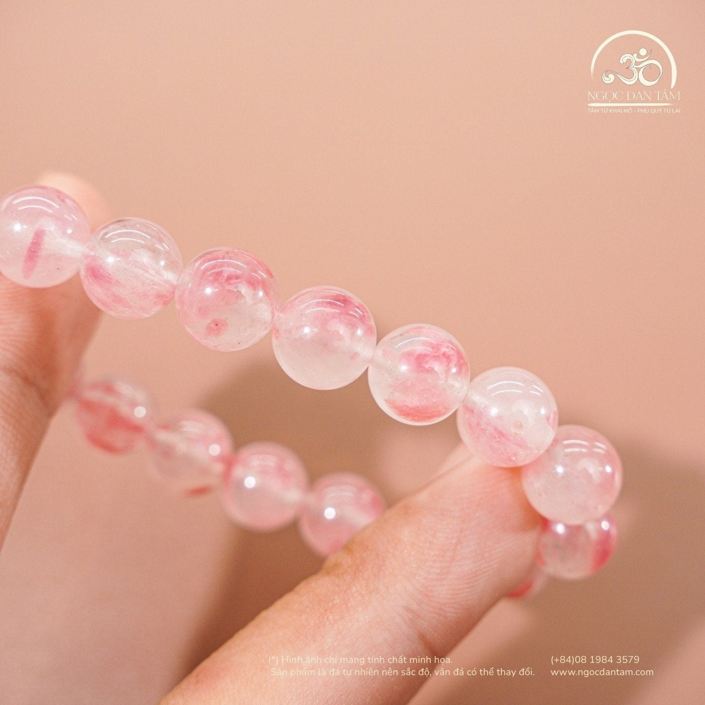  Vòng Tay Tường Vi Hồng 10mm 5A 