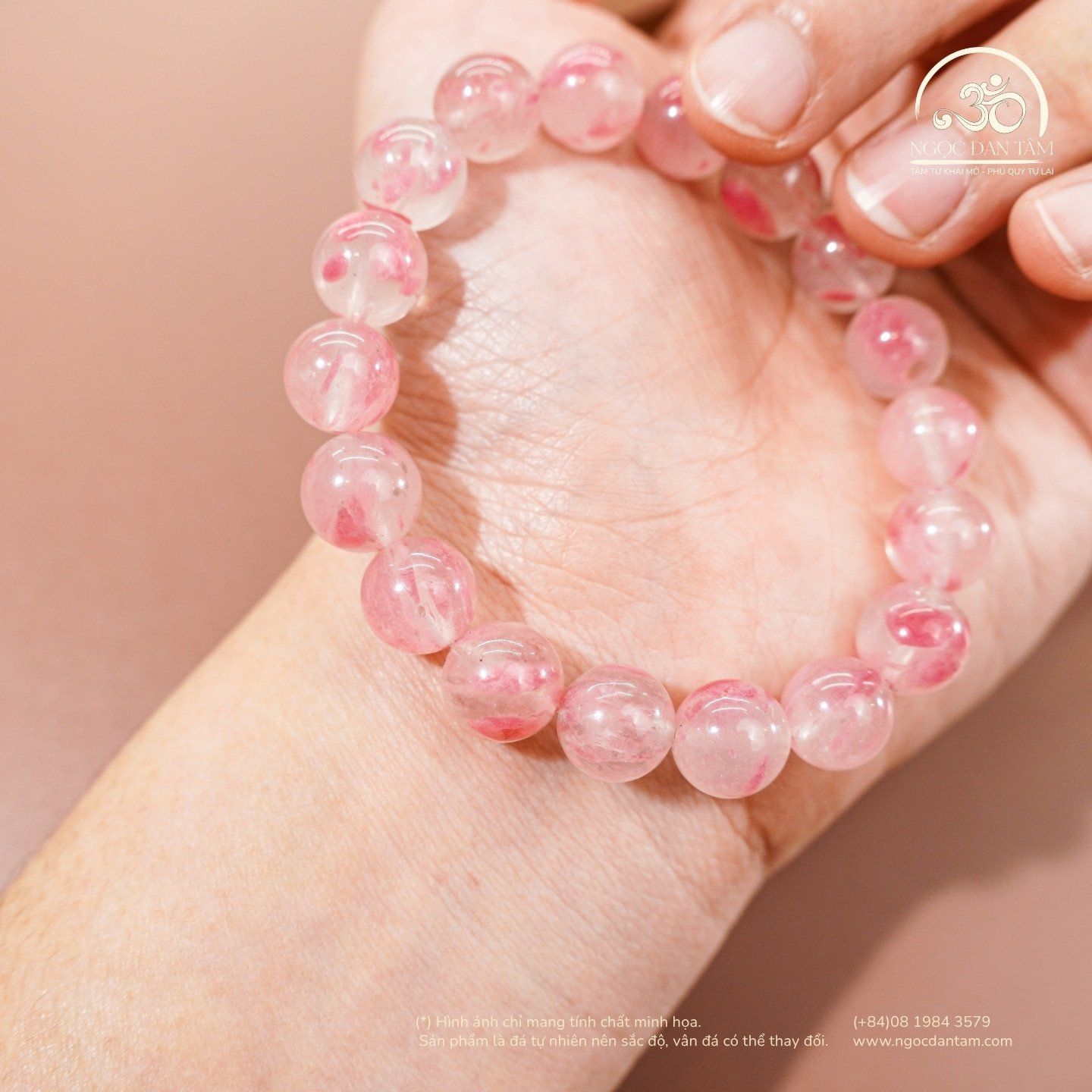  Vòng Tay Tường Vi Hồng 10mm 5A 
