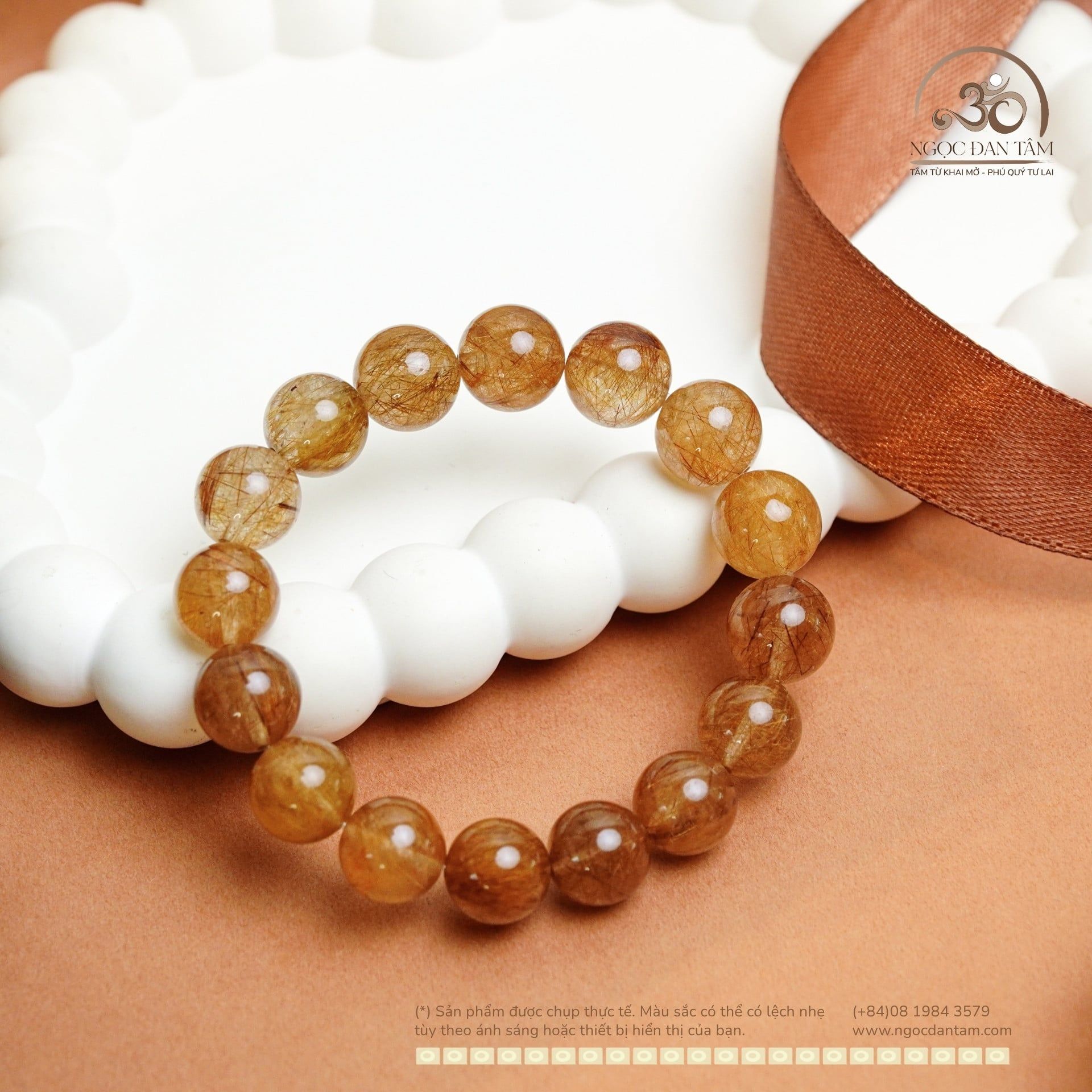  Vòng Tay Thạch Anh Tóc Nâu 12mm 7A 