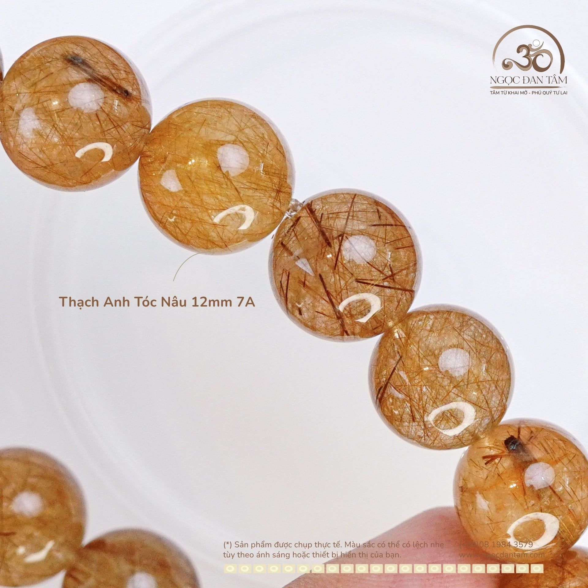  Vòng Tay Thạch Anh Tóc Nâu 12mm 7A 