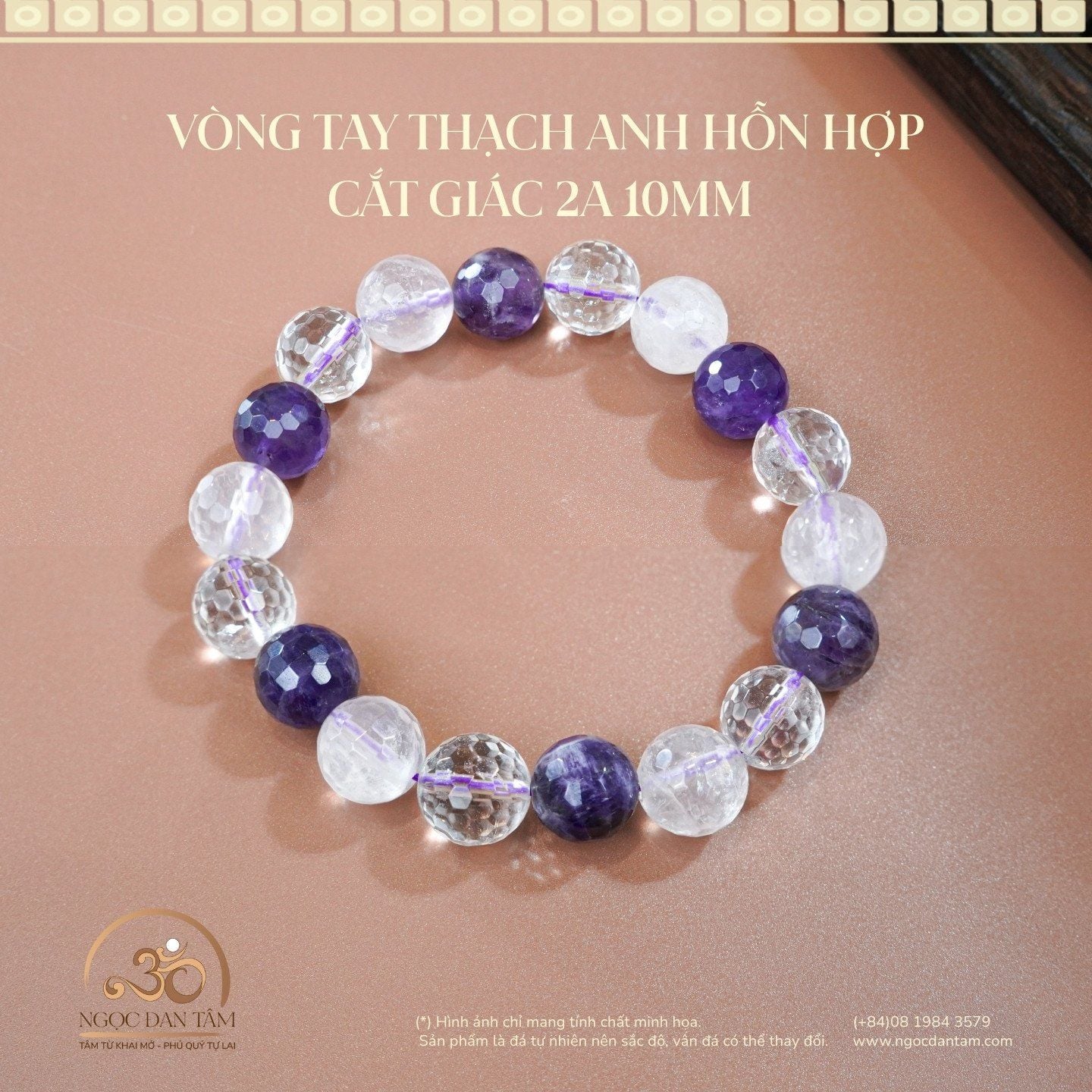  Vòng Tay Thạch Anh Hỗn Hợp Cắt Giác 2A 10mm 