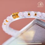  Vòng Tay Đá Thạch Anh Hồng 5mm 4A Phối Charm Trụ Hoa 5 Cánh 