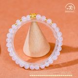  Vòng Tay Đá Thạch Anh Hồng 5mm 4A Phối Charm Trụ Hoa 5 Cánh 