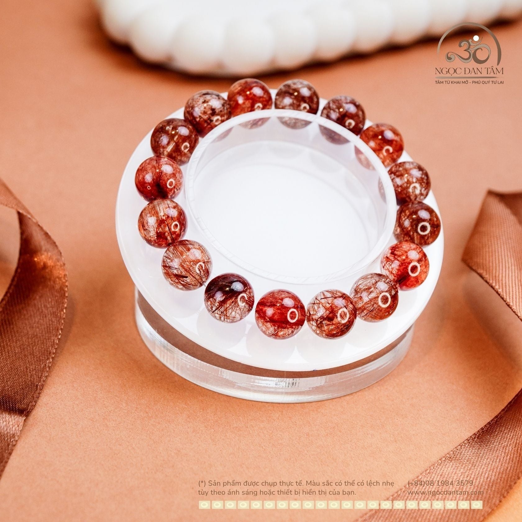  Vòng Tay Thạch Anh Tóc Đỏ 12mm 6A 