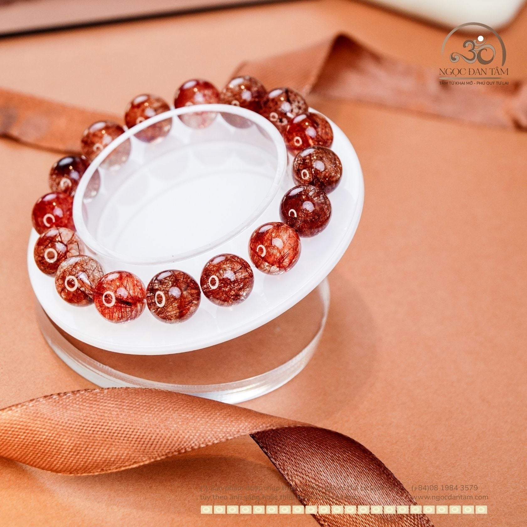  Vòng Tay Thạch Anh Tóc Đỏ 12mm 6A 