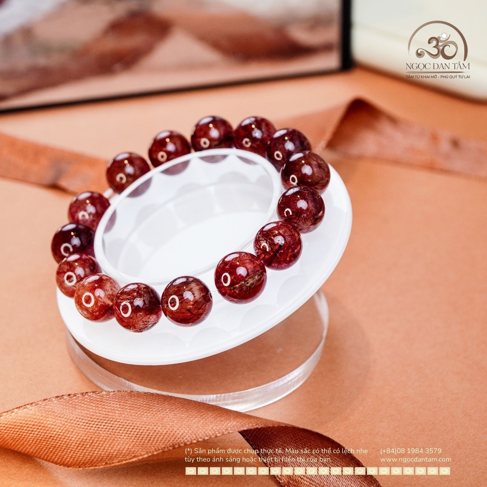  Vòng Tay Thạch Anh Tóc Đỏ 13mm 7A 