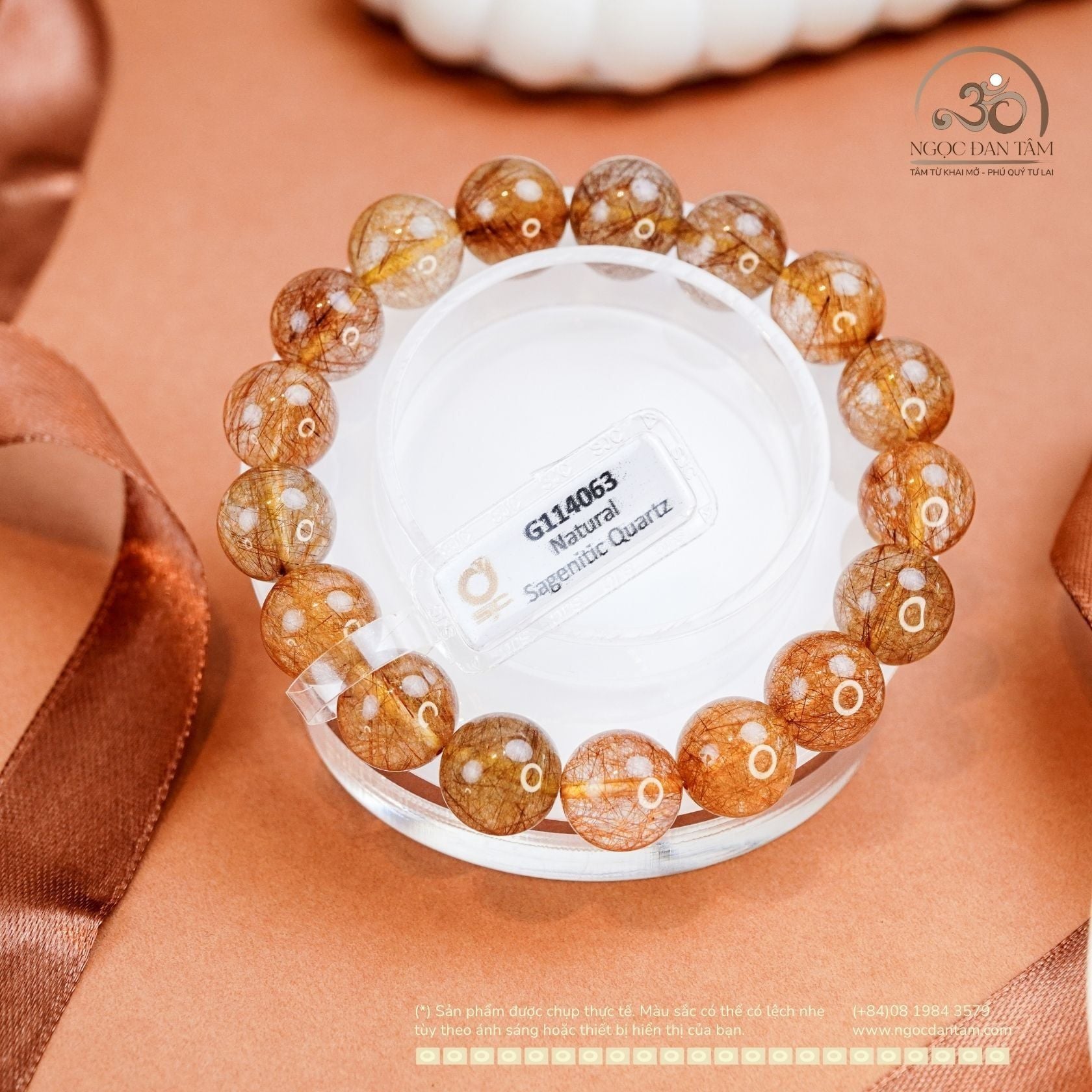  Vòng Tay Thạch Anh Tóc Đồng 13mm 5A 