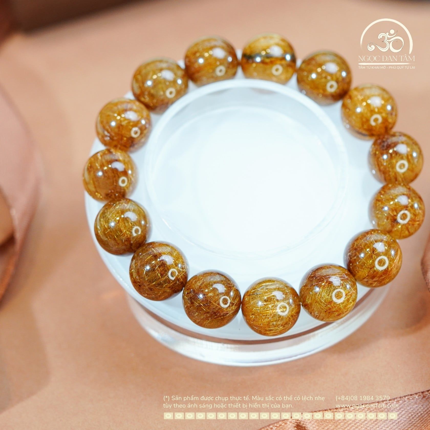  Vòng Tay Thạch Anh Tóc Đồng VIP 14mm 