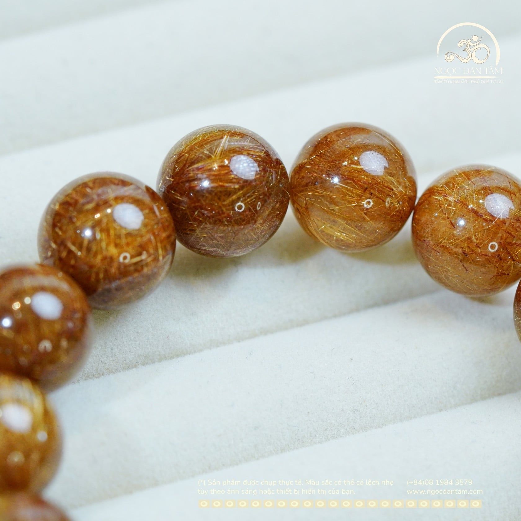  Vòng Tay Thạch Anh Tóc Đồng VIP 14mm 