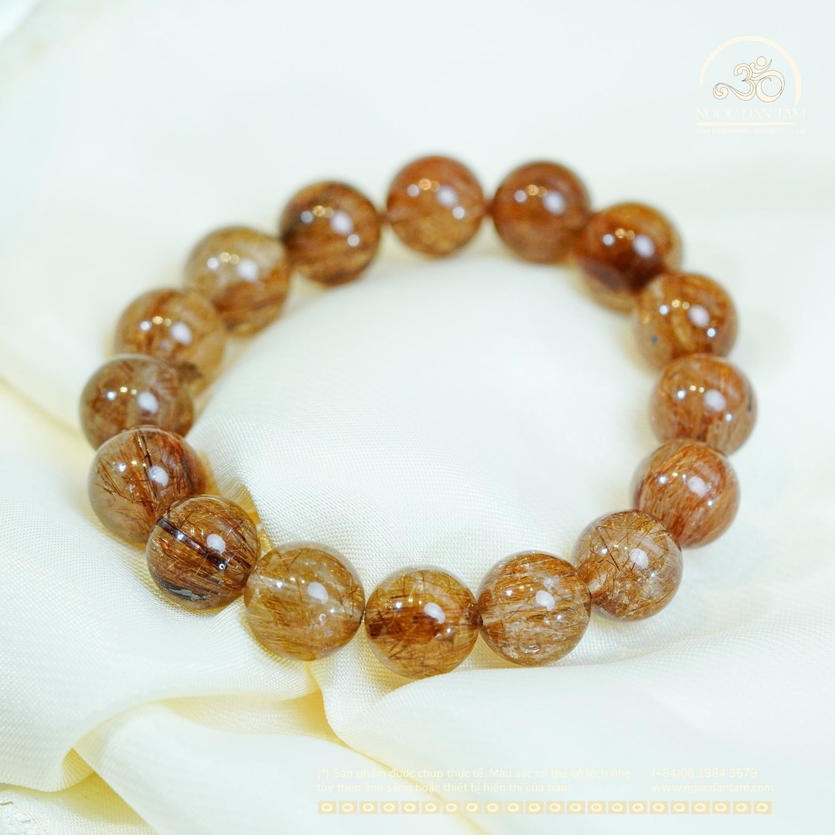 Vòng Tay Thạch Anh Tóc Đồng VIP 12mm 