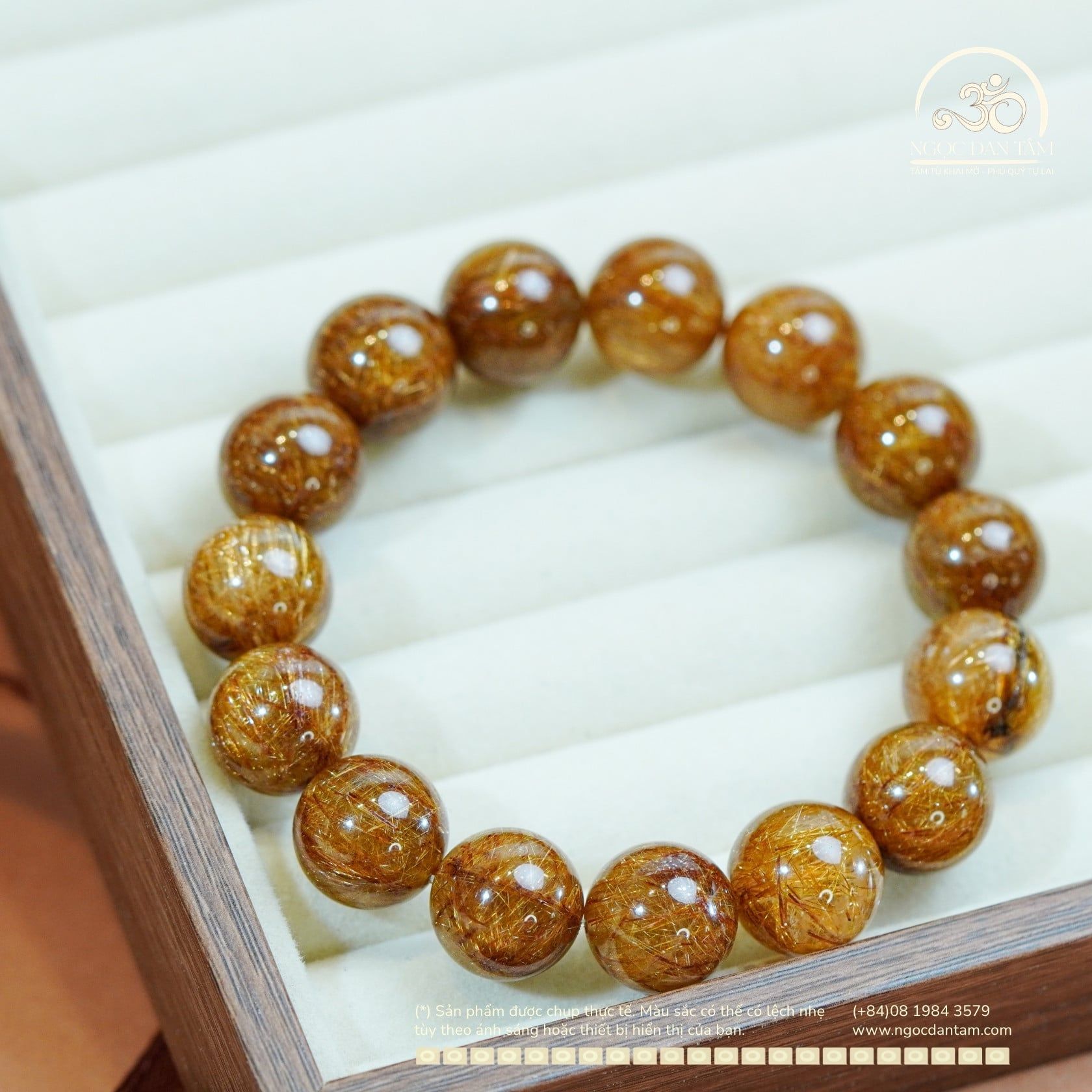  Vòng Tay Thạch Anh Tóc Đồng VIP 14mm 