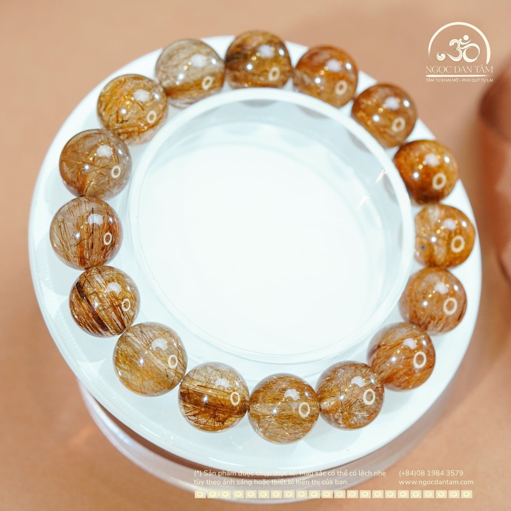  Vòng Tay Thạch Anh Tóc Đồng VIP 12mm 