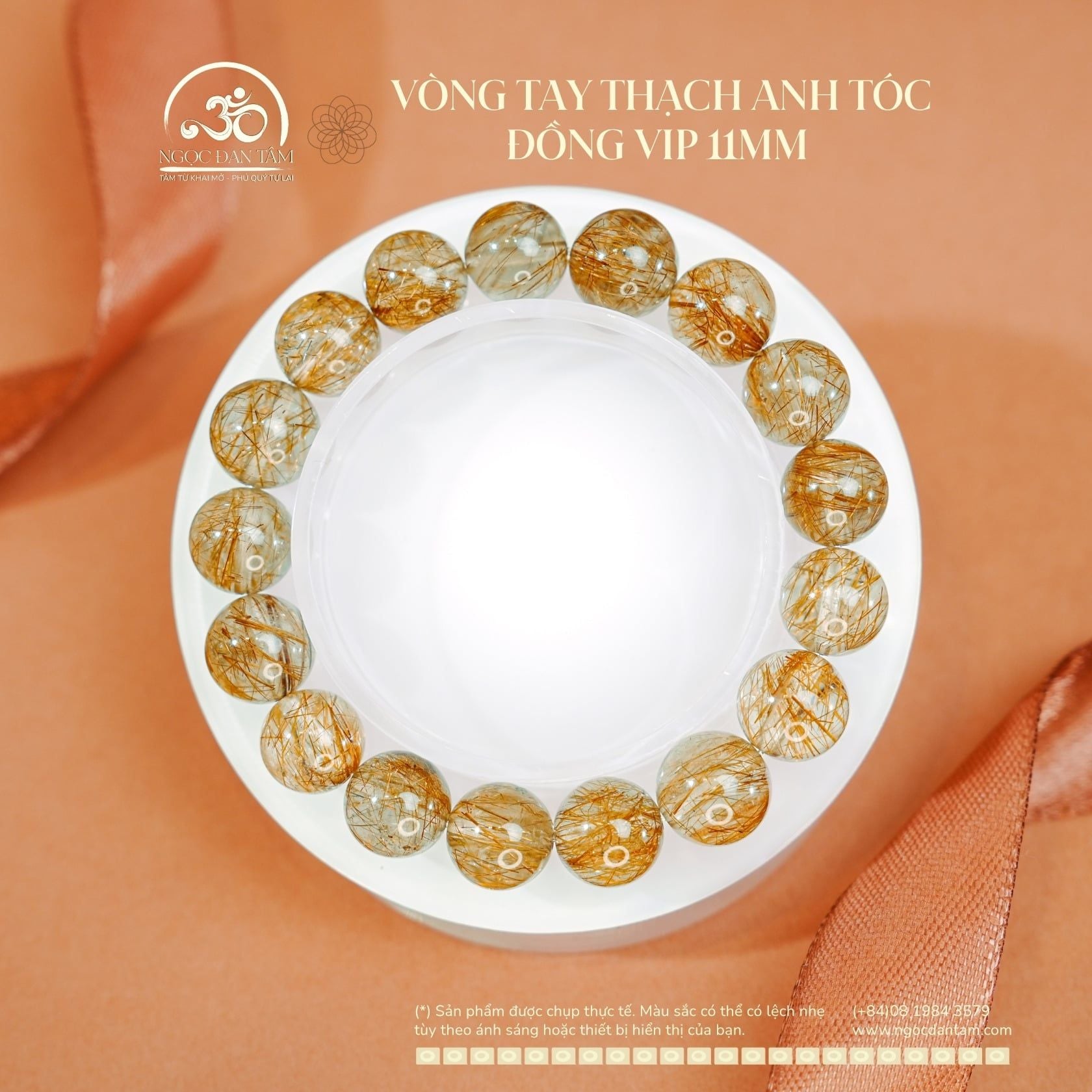  Vòng Tay Thạch Anh Tóc Đồng VIP 11mm 