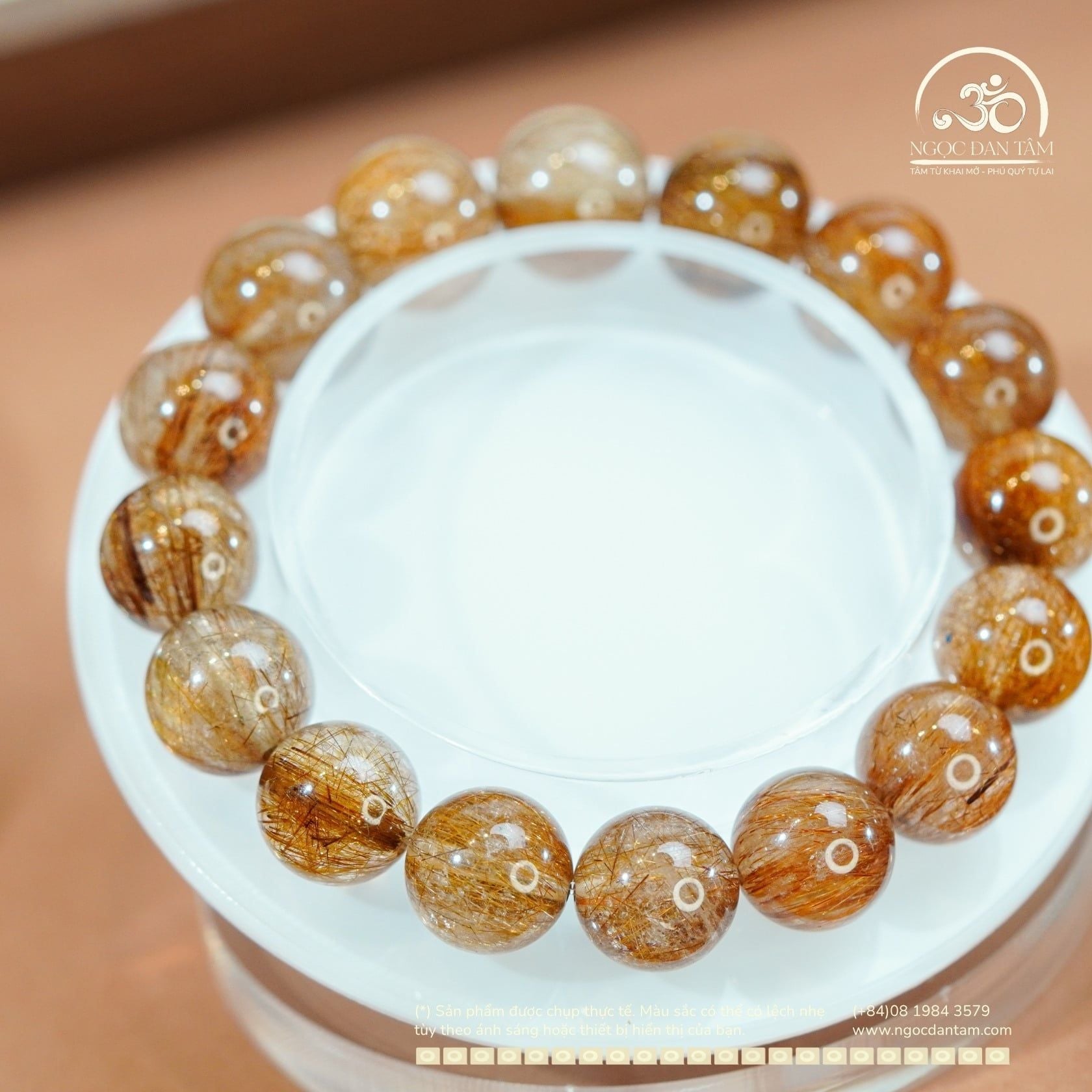  Vòng Tay Thạch Anh Tóc Đồng VIP 12mm 