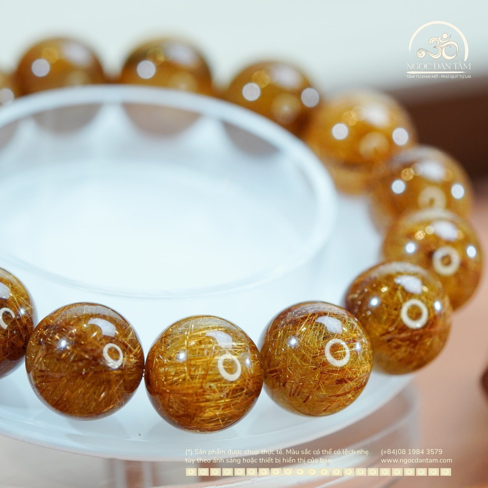  Vòng Tay Thạch Anh Tóc Đồng VIP 14mm 