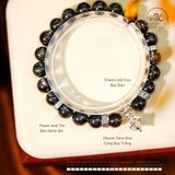  Vòng Tay Thạch Anh Tóc Đen VIP 8mm 8A Phối Charm Chùy Kim Cang 