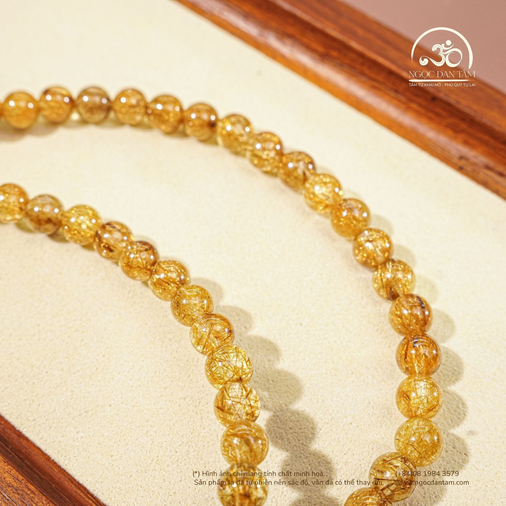  Chuỗi Vòng Tay Thạch Anh Tóc Nâu 6mm 7A 