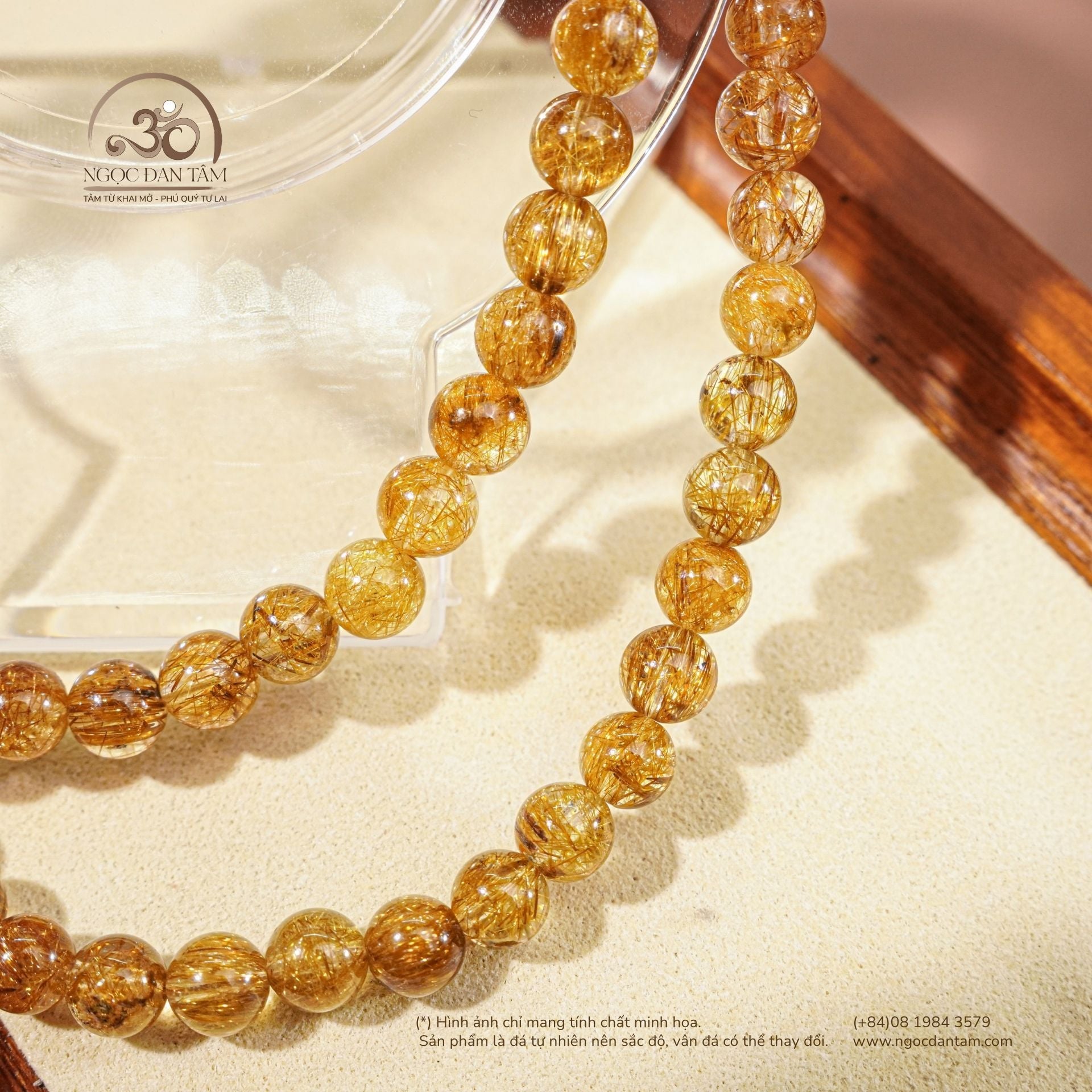  Chuỗi Vòng Tay Thạch Anh Tóc Nâu 6mm 7A 
