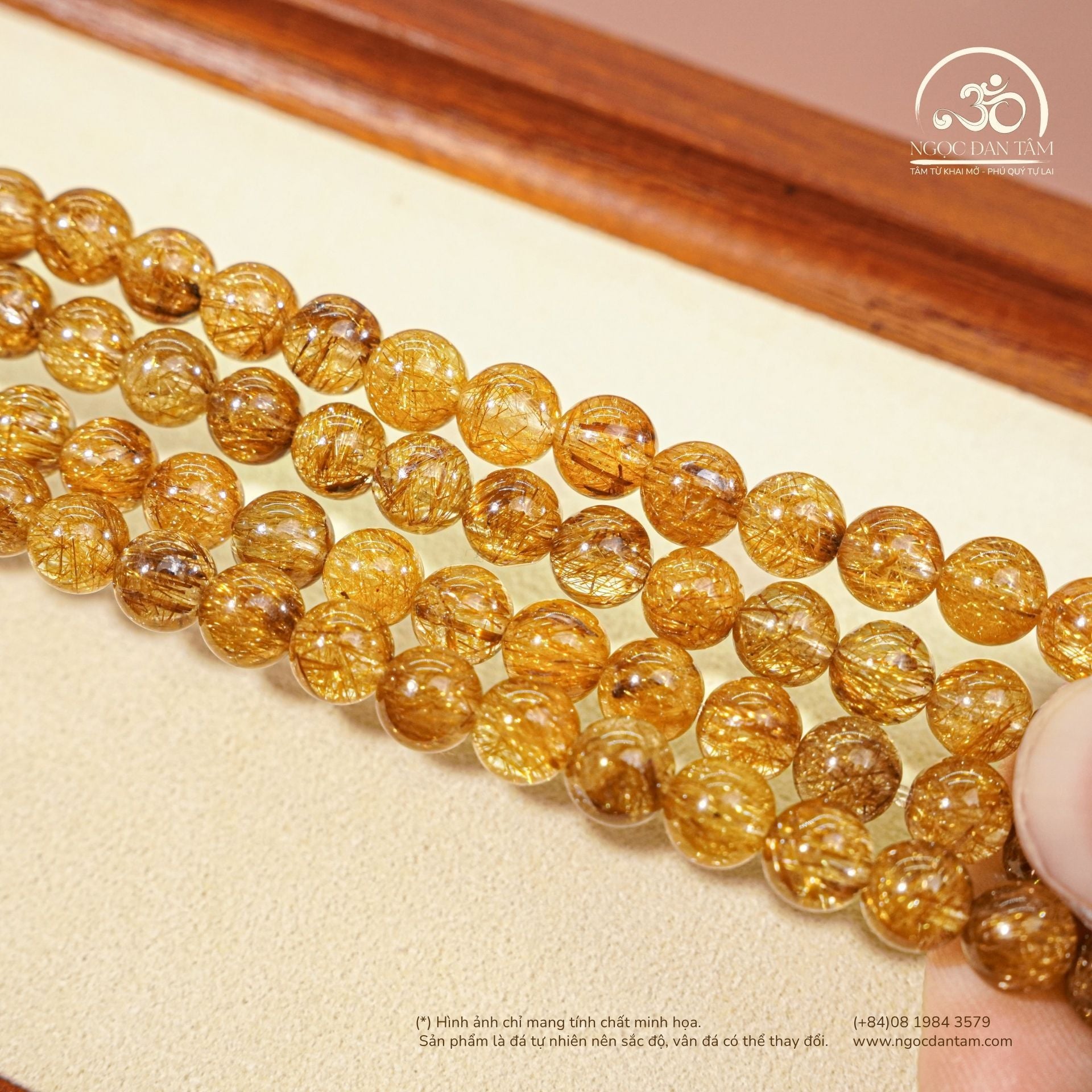  Chuỗi Vòng Tay Thạch Anh Tóc Nâu 6mm 7A 