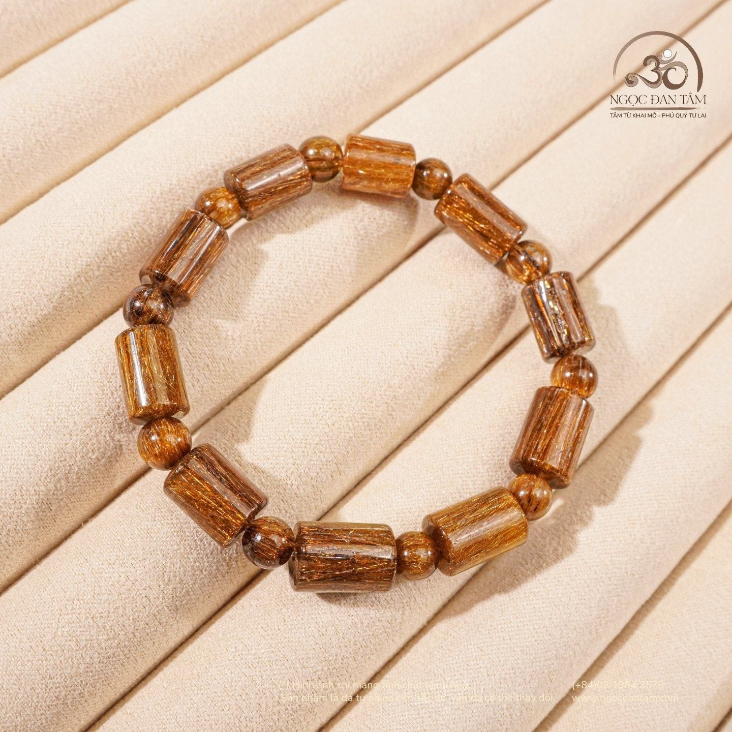  Vòng Tay Thạch Anh Tóc Nâu Lu Thống Đồng Trục VIP 