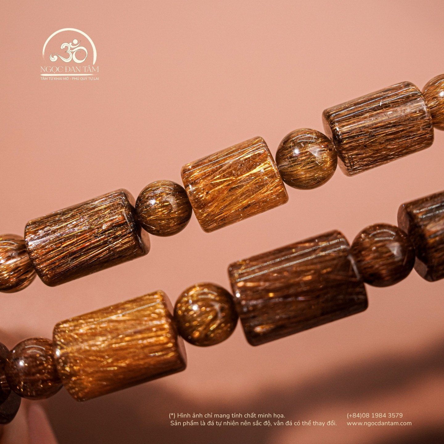  Vòng Tay Thạch Anh Tóc Nâu Lu Thống Đồng Trục VIP 
