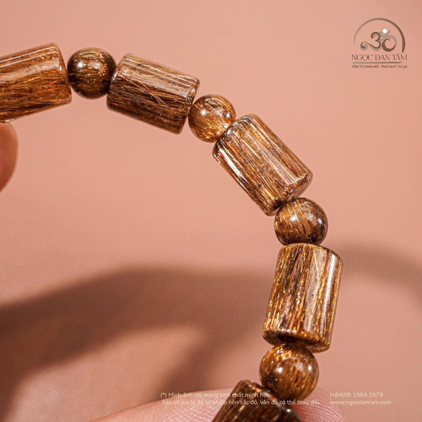  Vòng Tay Thạch Anh Tóc Nâu Lu Thống Đồng Trục VIP 