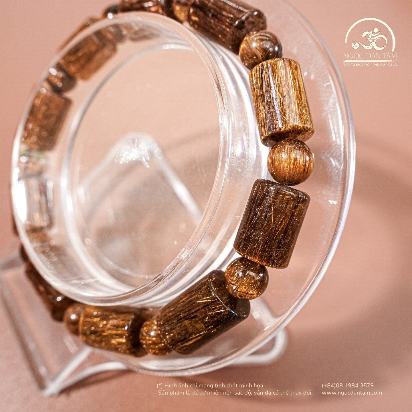  Vòng Tay Thạch Anh Tóc Nâu Lu Thống Đồng Trục VIP 
