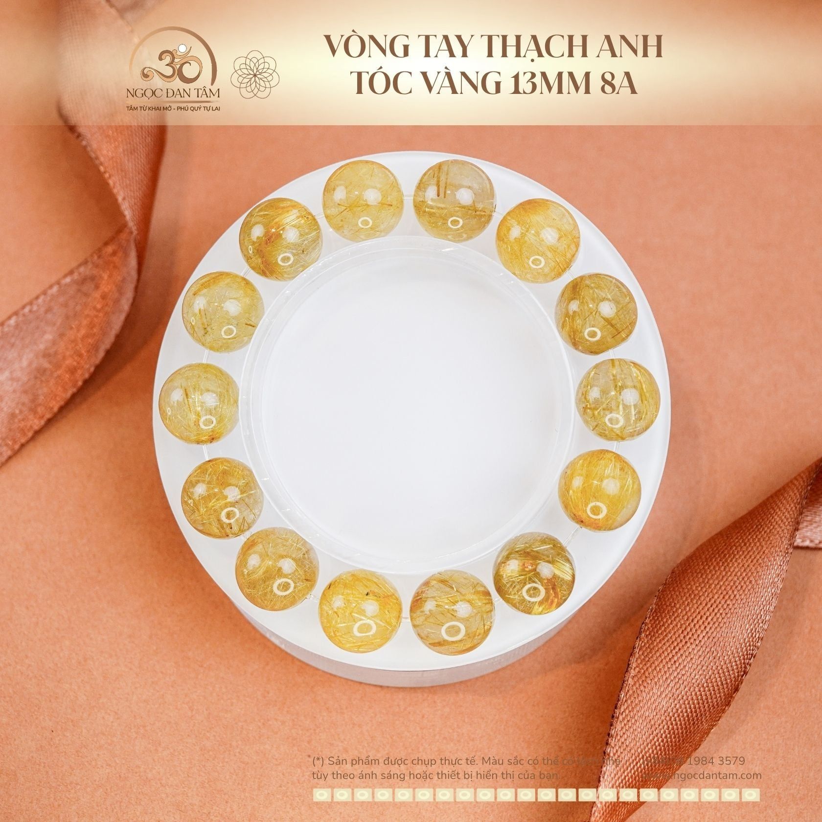  Vòng Tay Thạch Anh Tóc Vàng 13mm 8A 