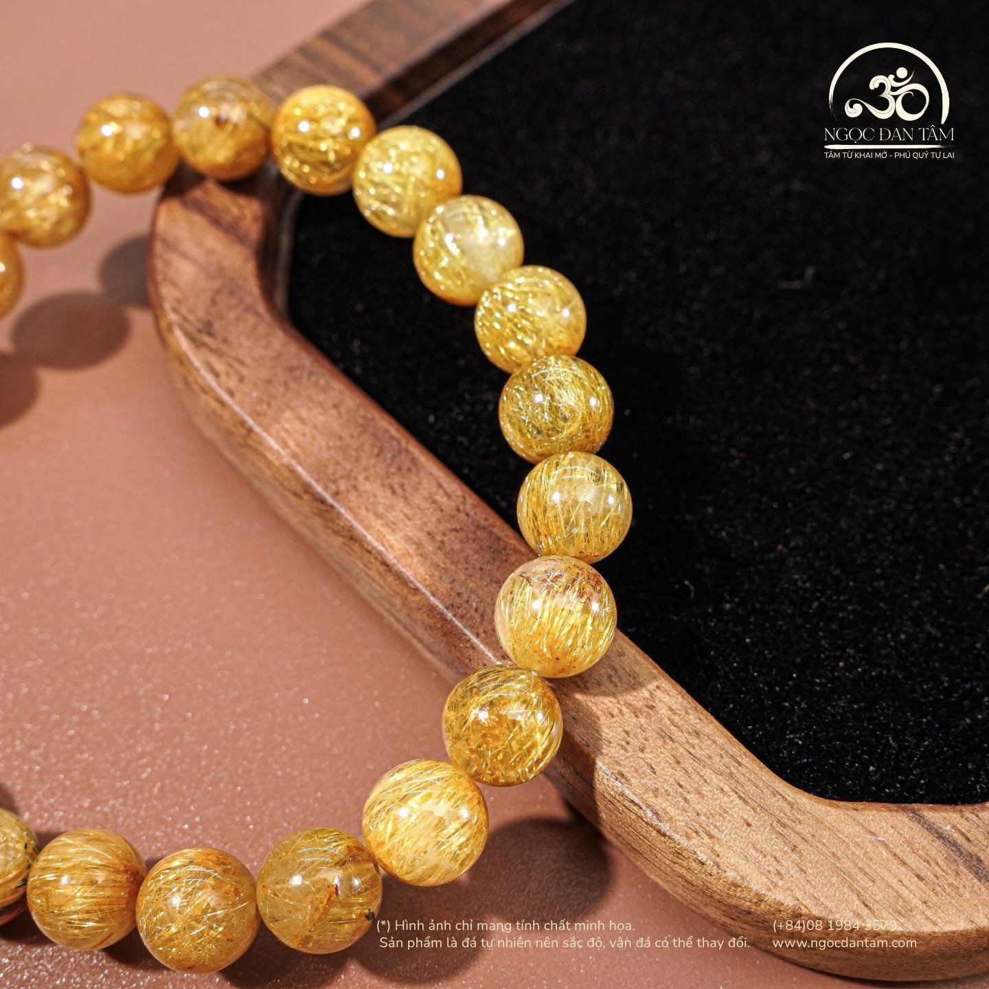  Vòng Tay Thạch Anh Tóc Vàng 8,5mm 7A 