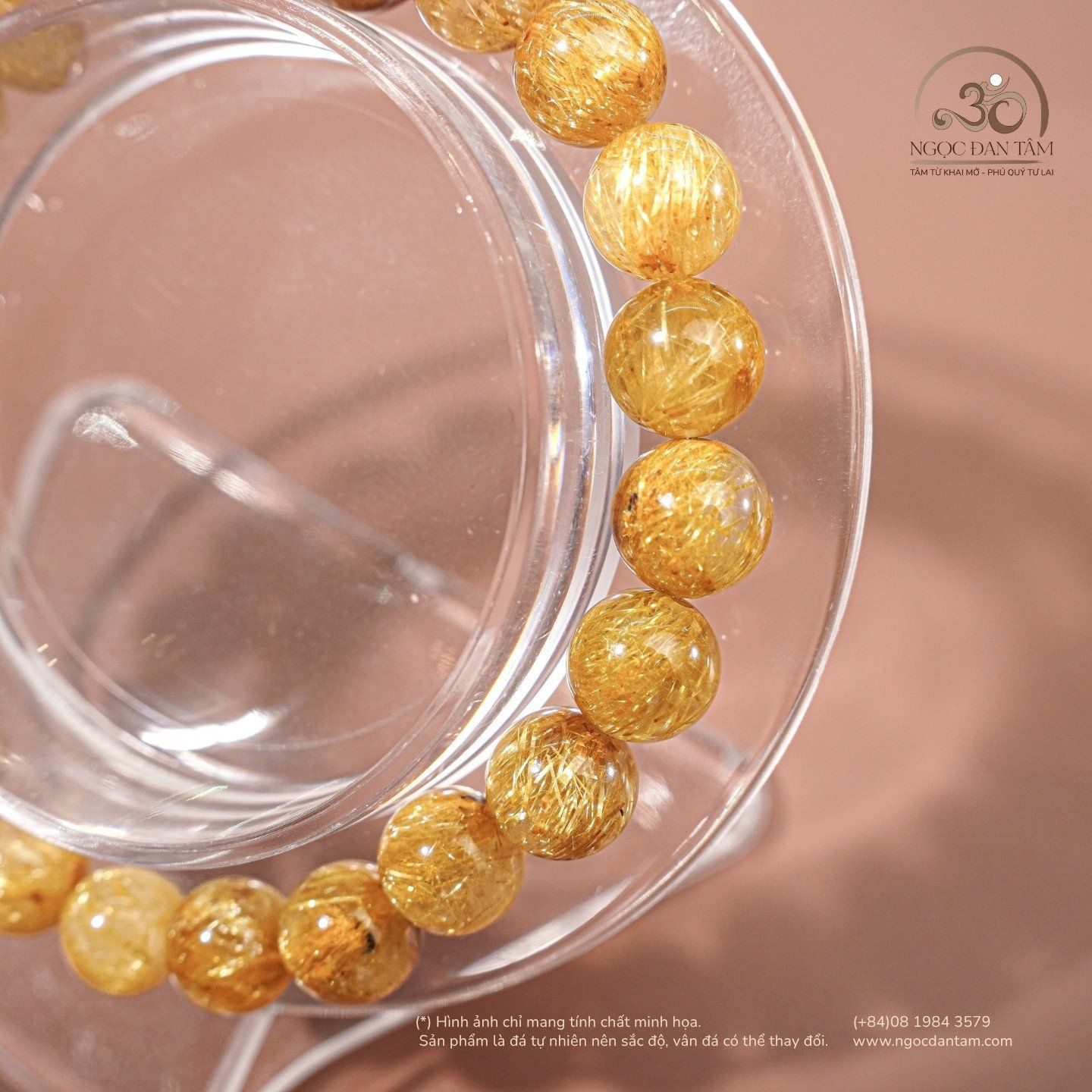  Vòng Tay Thạch Anh Tóc Vàng 8,5mm 7A 