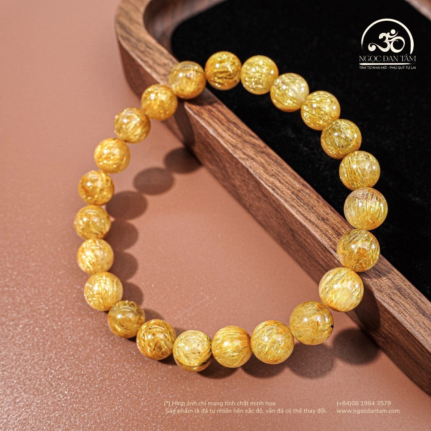  Vòng Tay Thạch Anh Tóc Vàng 8,5mm 7A 