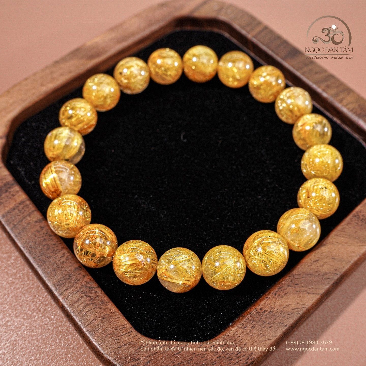  Vòng Tay Thạch Anh Tóc Vàng 9,5mm 7A 