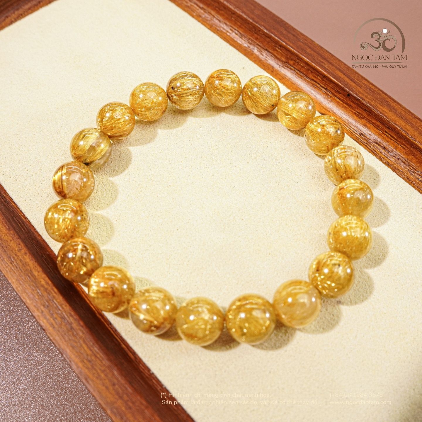  Vòng Tay Thạch Anh Tóc Vàng 9,5mm 7A 