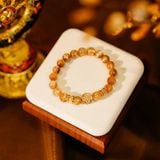  Vòng Tay Thạch Anh Tóc Vàng Đồng Trục VIP 9mm Phối Charm Bánh Xe Pháp Luân 