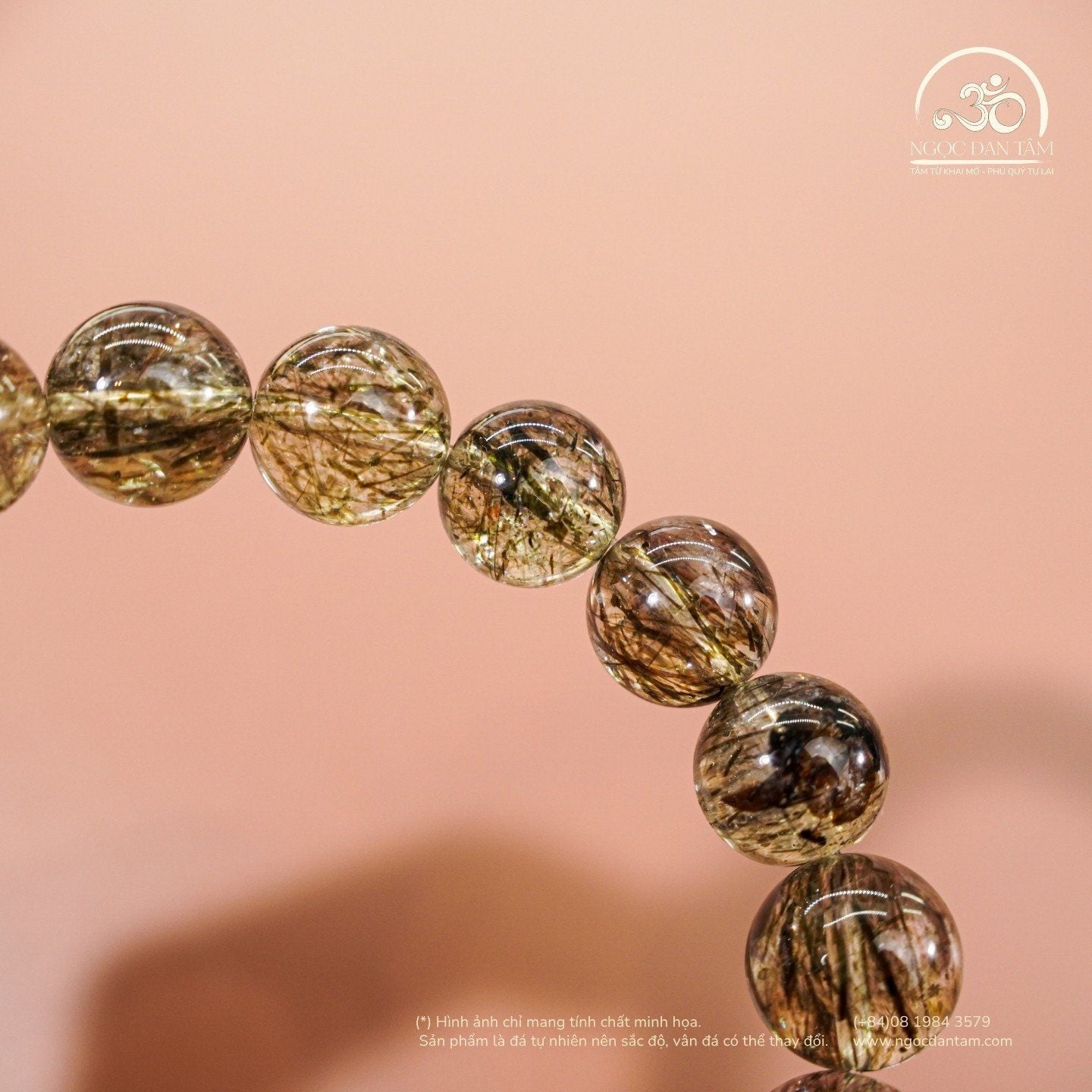  Vòng Tay Đá Thạch Anh Tóc Xanh 10mm 6A 