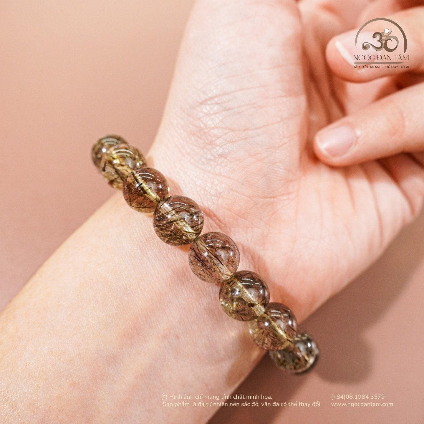  Vòng Tay Đá Thạch Anh Tóc Xanh 10mm 6A 