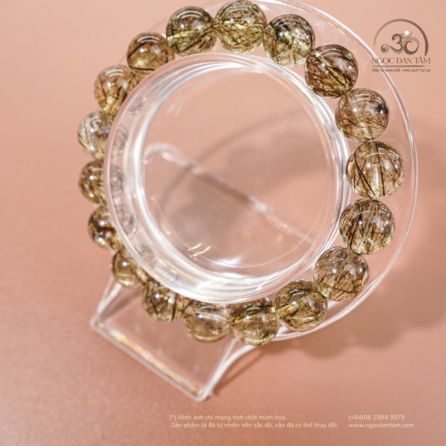  Vòng Tay Đá Thạch Anh Tóc Xanh 10mm 6A 