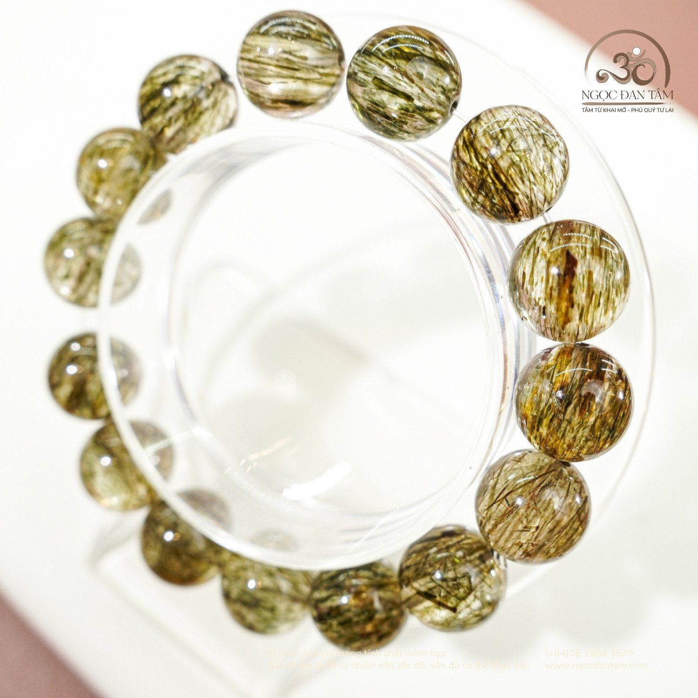  Vòng Tay Thạch Anh Tóc Xanh 12mm 5A 