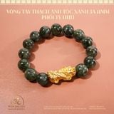  Vòng tay Thạch Anh Tóc Xanh 11mm 3A Phối Charm Tỳ Hưu 