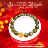  Vòng Tay Thạch Anh Tóc Xanh 11mm 4A Phối charm Bánh Xe Pháp Luân 