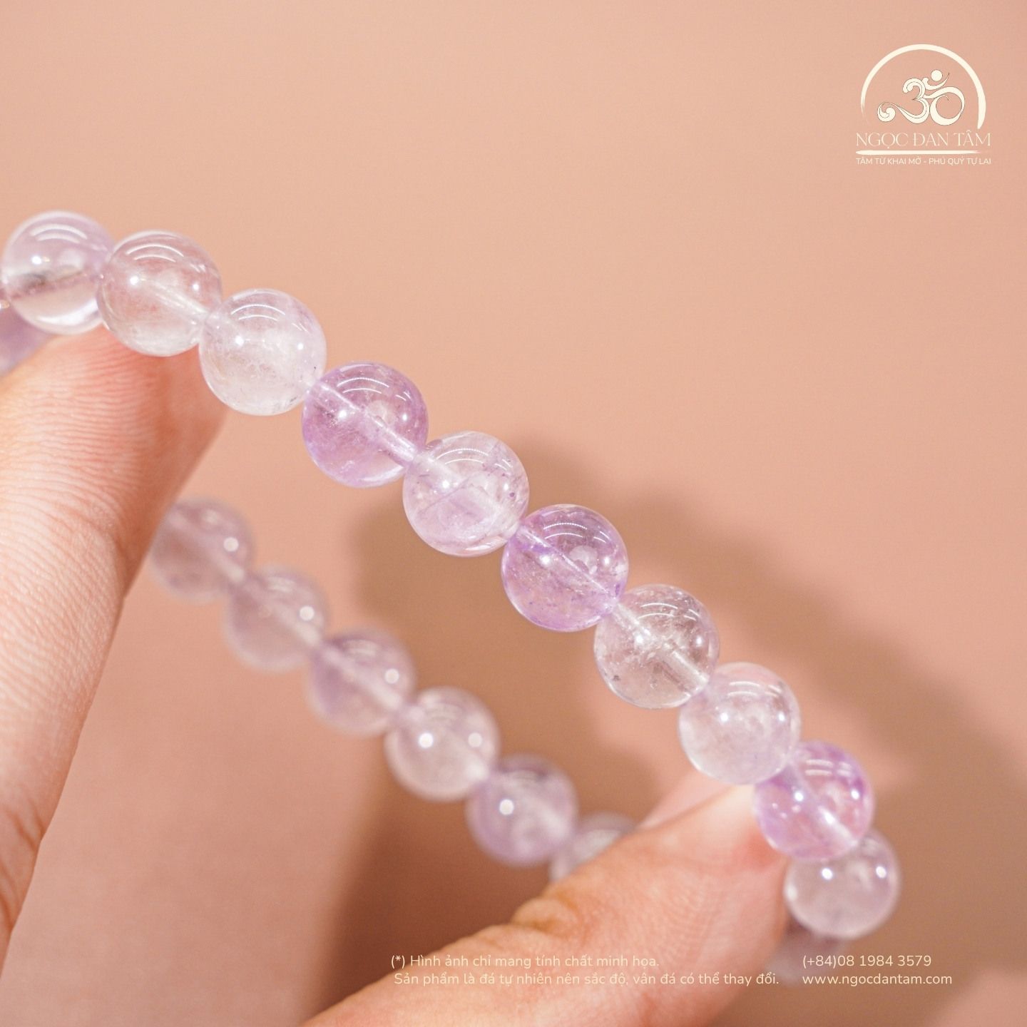  Vòng Tay Đá Thạch Anh Tím Lavender 8mm 3A 