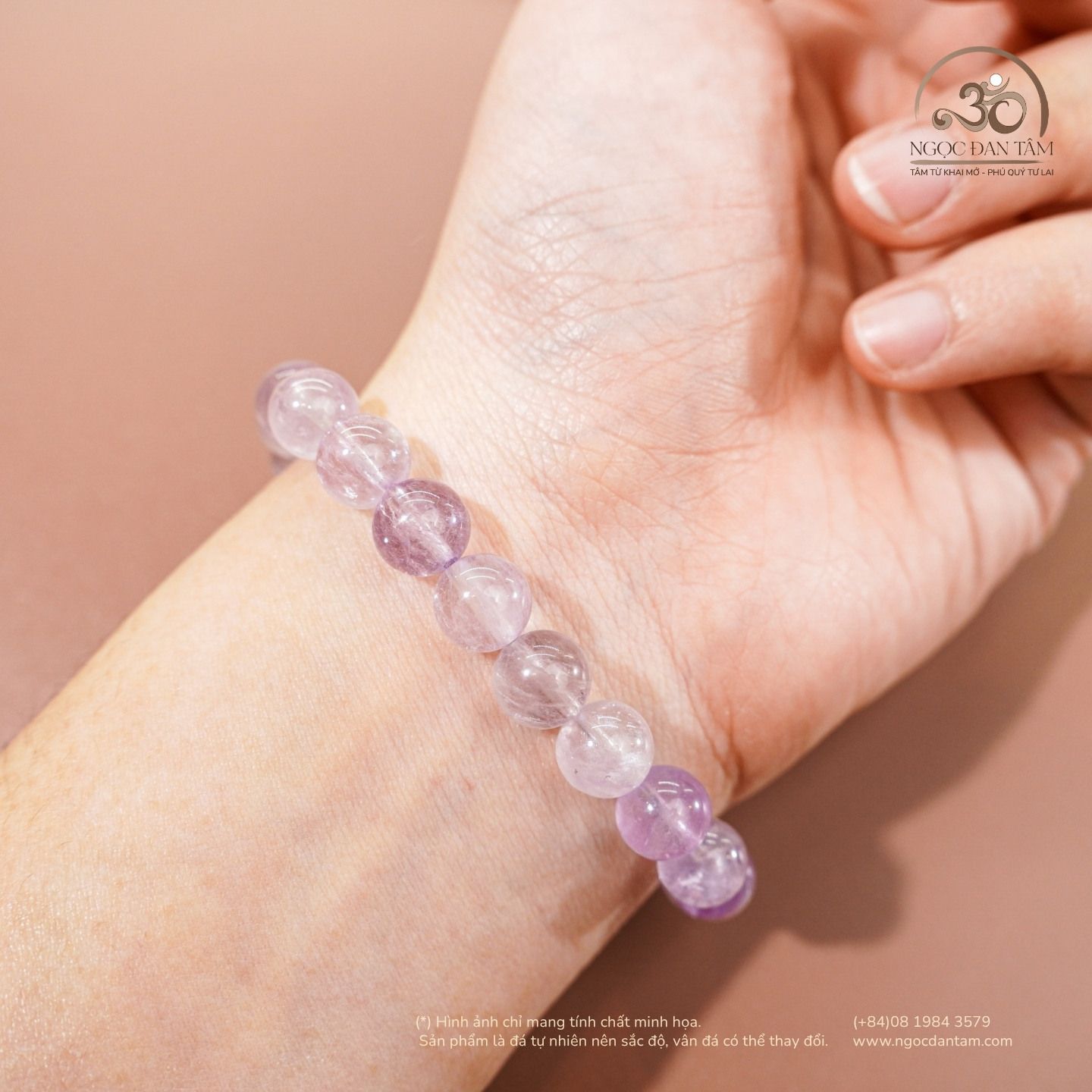  Vòng Tay Đá Thạch Anh Tím Lavender 8mm 3A 