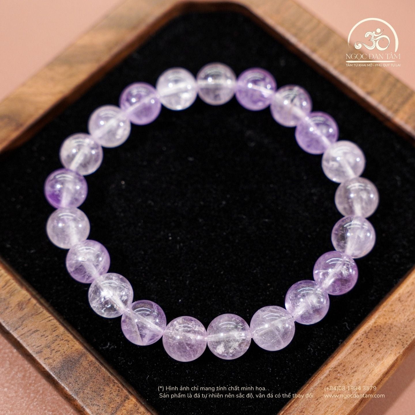  Vòng Tay Đá Thạch Anh Tím Lavender 8mm 3A 