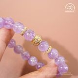  Vòng Tay Đá Thạch Anh Tím Lavender 10mm 5A Phối Charm Đính Đá 