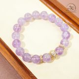  Vòng Tay Đá Thạch Anh Tím Lavender 10mm 5A Phối Charm Đính Đá 