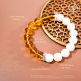  Vòng Tay Hoàng bạch ( Thạch Anh Vàng 5A 9mm + Vỏ Sò Tai Tượng 3A 10mm ) 