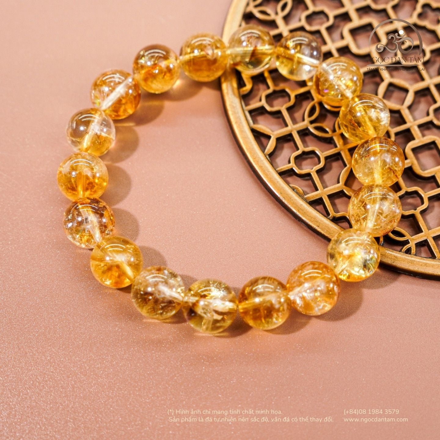  Vòng Tay Thạch Anh Vàng Hoa Bay 10mm 3A 