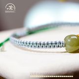  Vòng Tay Thắt Dây Cẩm Thạch A hạt Bầu 10mm Phối Charm Vuông Đính Đá 