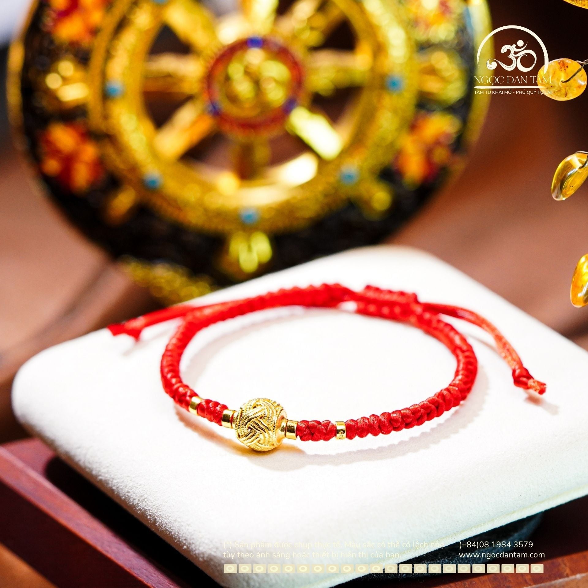  Vòng Tay Thắt Dây Charm Nút Thắt Cát Tường & Charm Tròn Đệm 